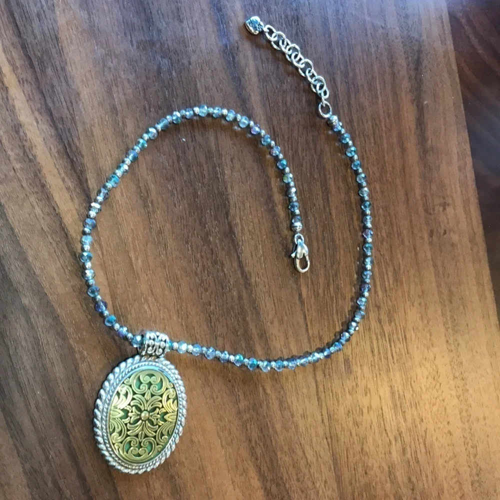 Brighton Slver tone beaded necklace RARE NEW